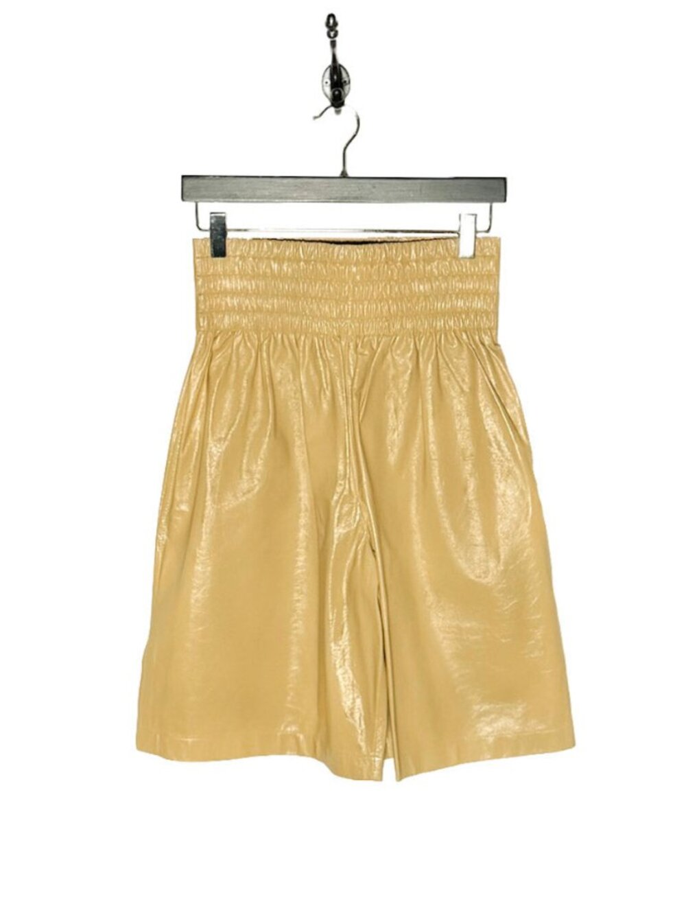 Bottega Veneta SS20 Ochre Beige Lambskin Leather Bermuda Shorts